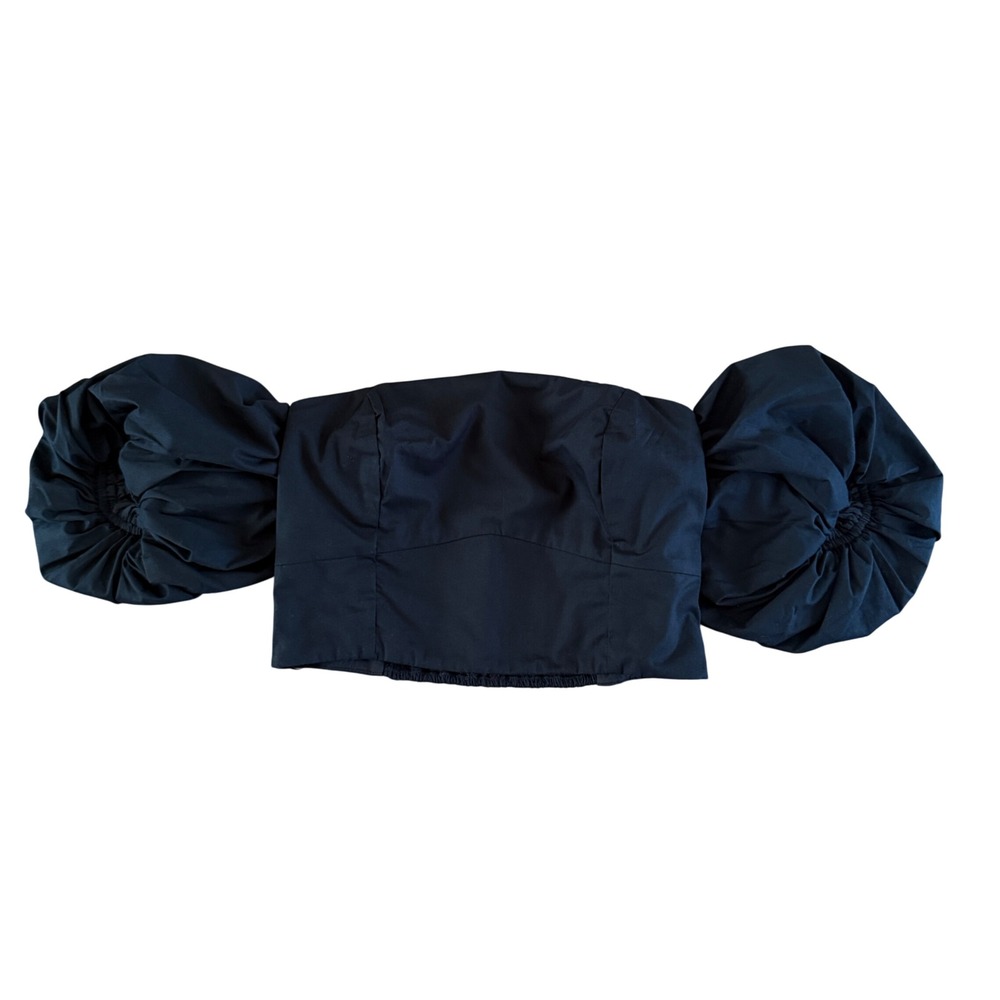Abercrombie & Fitch Black Puff Sleeve Off The Shoulder Crop Top Small 140F1539